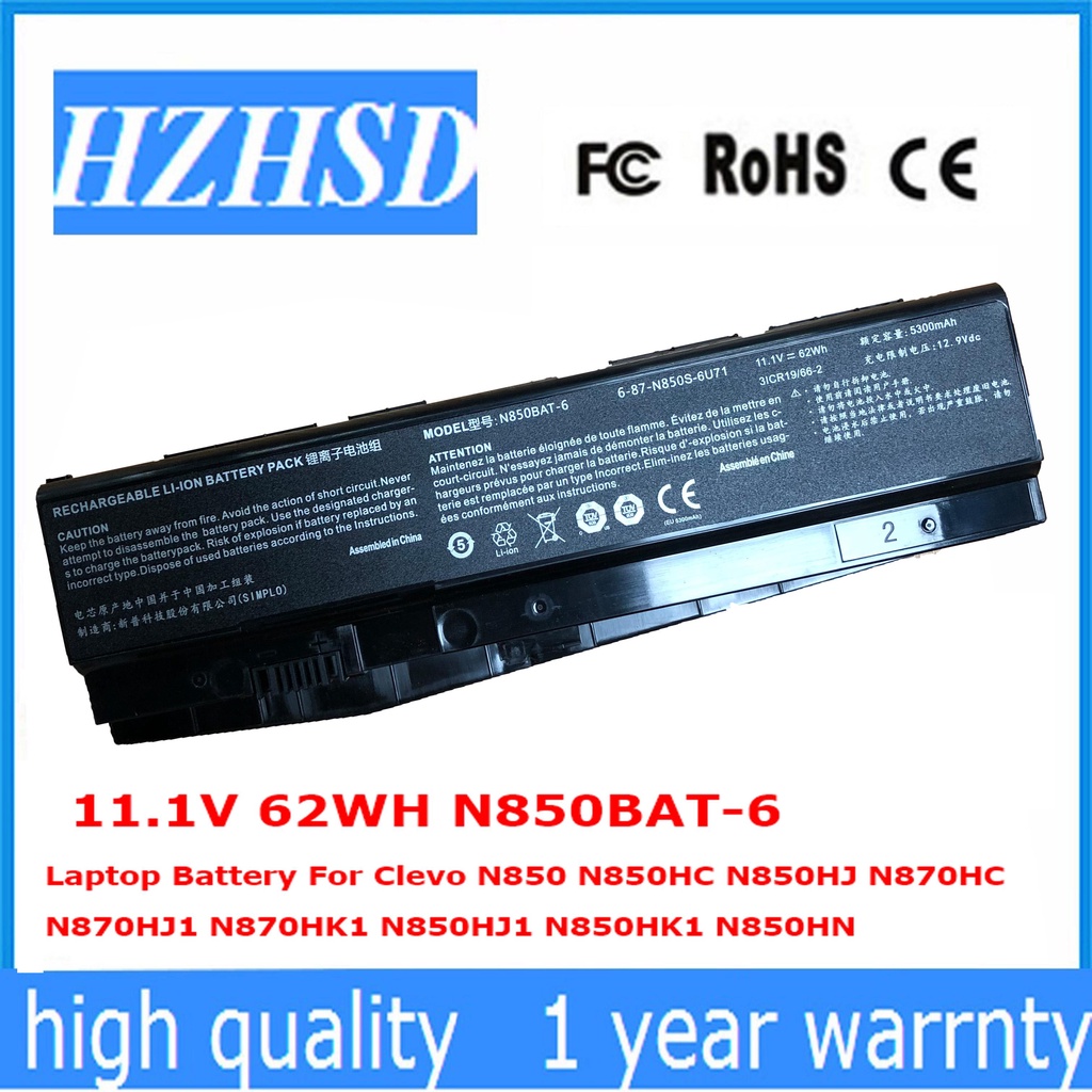 11.1V N850BAT-6 N870HK1แบตเตอรี่แล็ปท็อปเดิมสำหรับ Clevo N850 N850HC N850HJ N850HN N850HJ1 N850HK1