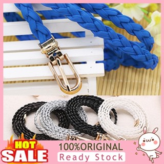 [B_398] Women Braided PU Leather Thin Buckle Strap Waist Belt All-Match Waistband