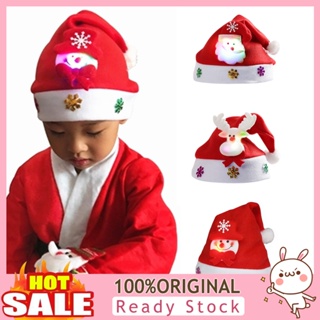 [B_398] Red Christmas Hat Glowing Atmosphere 3D Snowflake Dress Up Light-up Doll Christmas Hat for Party