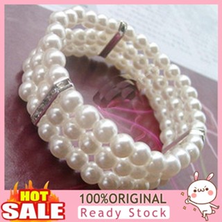 [B_398] Fashion 3 Rows Faux Rhinestone Decor Elastic Bangle Bracelet