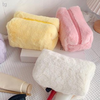 พร้อมส่ง = (h6c) กระเป๋าถือ กระเป๋าเครื่องสําอาง มีซิป สีพื้น ของขวัญ