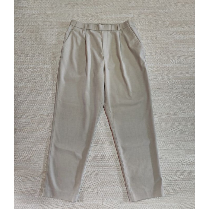 Uniqlo กางเกง Ezy Truked Smart Ankle Pants สีครีม Size L หญิง มือ2