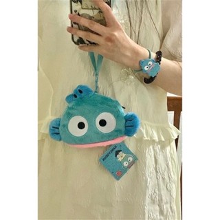 ♙▣☼2023 ใหม่ Sanrio Ugly Fish Coin Purse Card Holder Cute Mermaid Hanton Plush Wallet Ugly Cute Fish Head Hanging Neck B