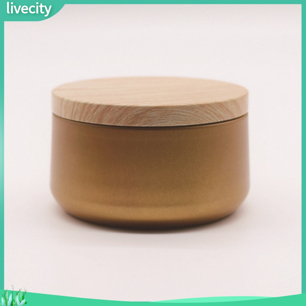 {livecity} กระปุกเทียนไม้สีดําแบบพกพาสําหรับใส่กาแฟ