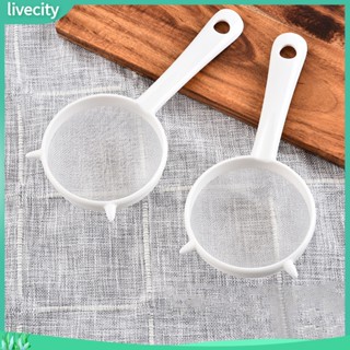 {livecity} Kitchen Handheld Plastic Screen Mesh Tea Leaf Strainer Flour Sieve Colander