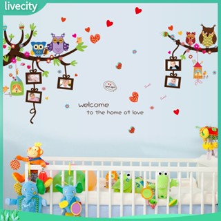 {livecity} สติ๊กเกอร์ติดผนังลายการ์ตูนนกฮูก DIY สำหรับตกแต่งบ้าน