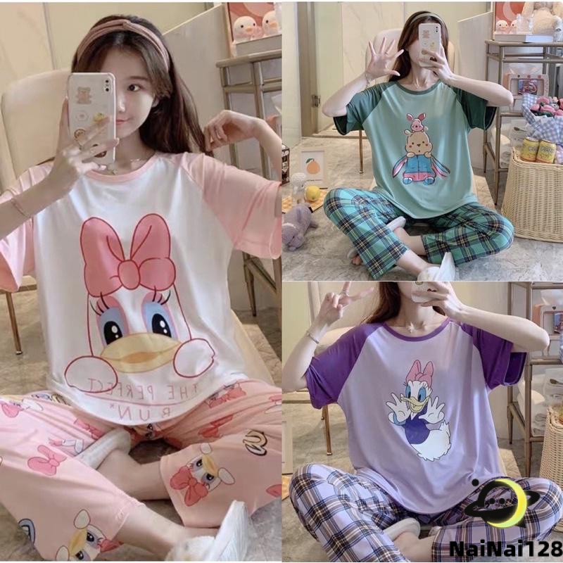 ชุดนอนแขนสั้นขายาว แขนสั้นขายาวคอกลม Free Size ผ้าคอตตอน ผ้านิ่ม ลายน่ารักเข้ามาเพียบจ้า Pajamas