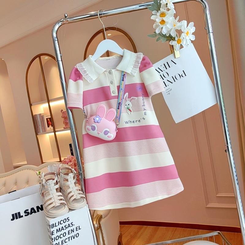 onekid กระโปรงลายเด็กผู้หญิง ใหม่ขนาดกลางและใหญ่สำหรับเด็กสไตล์ต่างประเทศโปโลชุดเดรสลายการ์ตูนเด็กผู้หญิง