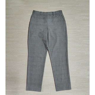 Uniqlo กางเกง Ezy Smart Ankle Pants สีเทาลายตารางชิโนริ Size M หญิง มือ2