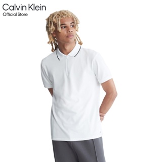 CALVIN KLEIN เสื้อโปโลผู้ชาย ทรง Regular รุ่น 40FM863 YAA - สีขาว