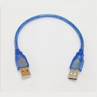 พร้อมส่ง สายเคเบิลเชื่อมต่อ USB 2.0 ตัวผู้ เป็นตัวผู้ 0.3 ม. สีฟ้าใส