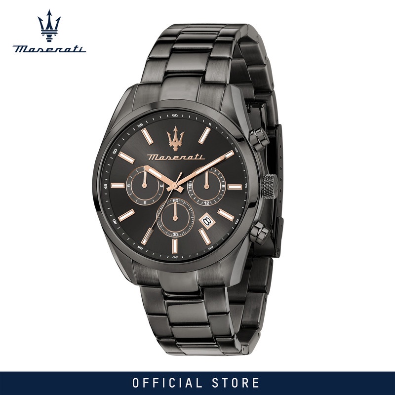 【2 Years Warranty】 Maserati Attrazione 43mm Men's Quartz นาฬิกาข้อมือ R8853151001 With Luminous Dial Hands