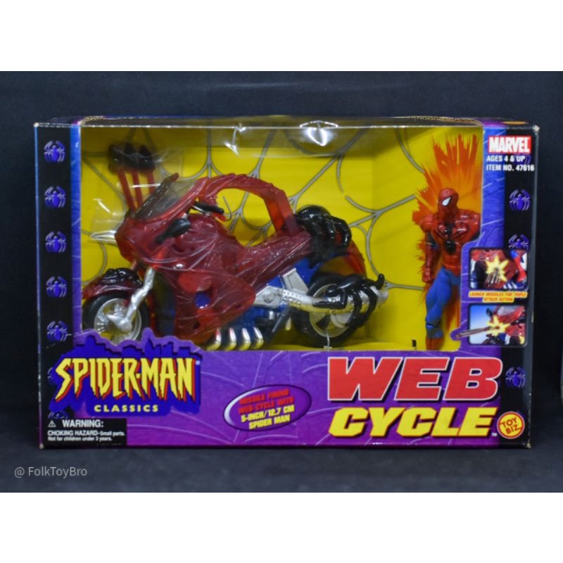 Vintage Spiderman Web Cycle Toy Biz 2002 Marvel Superhero 5" Action Figure
