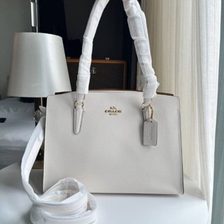 💼👜👜NEW Coach Tatum Carryall ขนาด 13 3/4"สีขาวหนังทั้งใบ