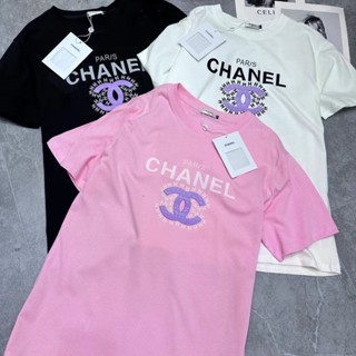 Chanel เสื้อยืดแขนสั้น สีชมพู แฟชั่นฤดูร้อน สําหรับผู้ชาย และผู้หญิง