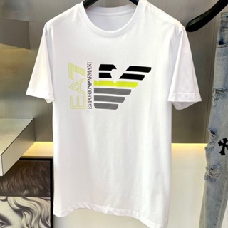 Emporio Armani เสื้อยืดคอกลม แขนสั้น ขนาดใหญ่ สีขาว แฟชั่นฤดูร้อน สําหรับผู้ชาย