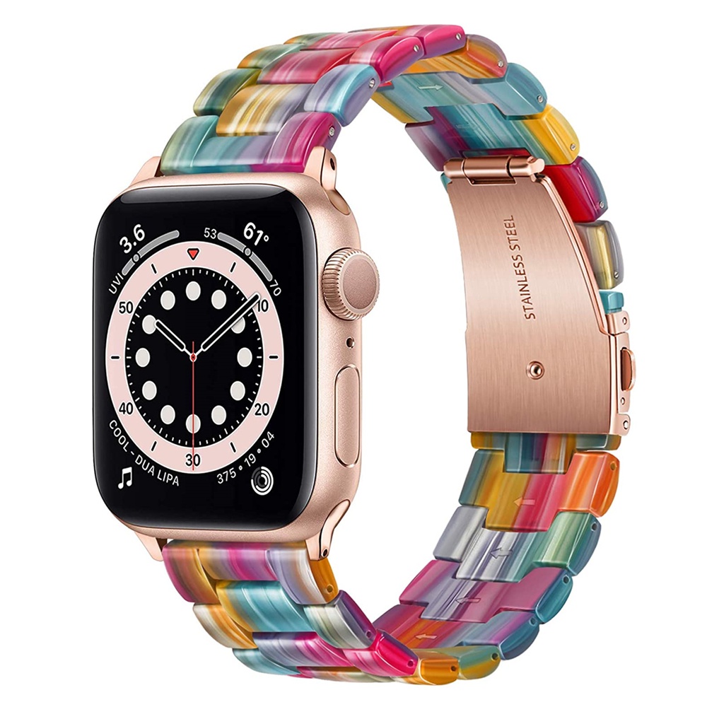 ⊕✱for Apple Watch Bands 38mm 40mm 42mm 44mm Resin Stainless Steel Metal Wristbands Bracelet Strap for iWatch Series 6/5/