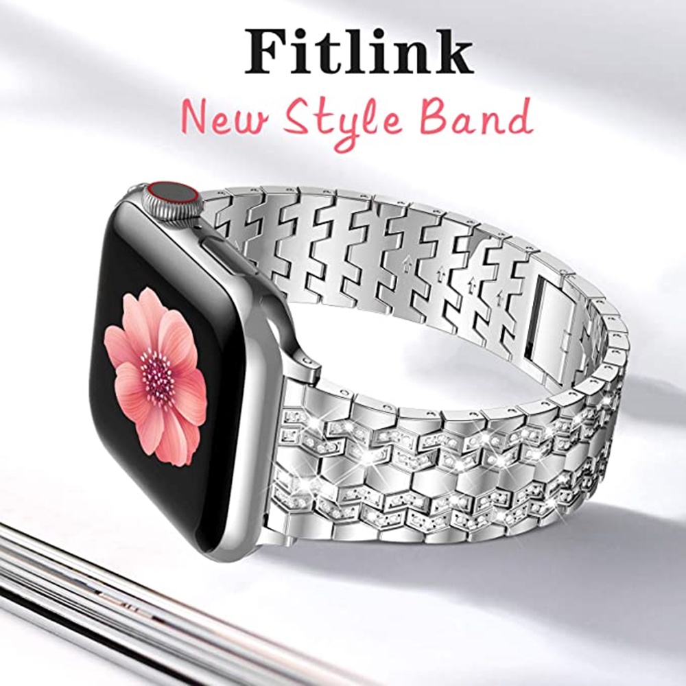 ▼☽Bling Bands for for Apple Watch Band 42mm 44mm 38mm 40mm Women iWatch SE Series 6/5/4/3 Dressy Jewelry Stainless Steel