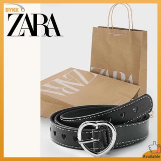 เข็มขัดนักศึกษา เข็มขัดผู้หญิง ZARA เข็มขัดหนังวินเทจผู้หญิงกางเกงยีนส์ตกแต่งบางรูปหัวใจสีดำเข็มขัดผู้หญิงที่เข้ากับความรักได้ทุกชุดอินเทรนด์