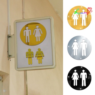 【AG】3Pcs 3D Mirror Toilet Restroom WC Men Women Removable Art Wall Stickers