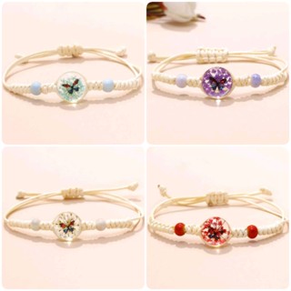 (พร้อมส่ง) สร้อย​ข้อมือ​​เชือกถัก​ กำไลเชือกถัก จี้ลูกแก้ว