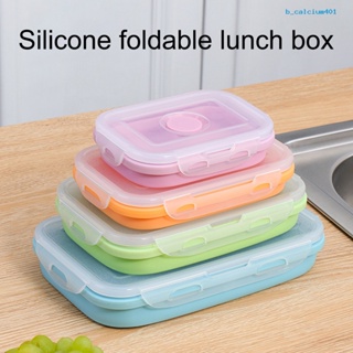 Calciwj 350ML/800ML Silicone Folding Lunch Box Portable Lightweight Food Storage Container for Office School