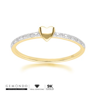 Gemondo แหวนทองคำ 9K ประดับเพชร (DIAMOND) บริเวณบ่าข้าง ดีไซน์รูปทรงหัวใจ : แหวนทอง แหวนหัวใจ แหวนเพชร