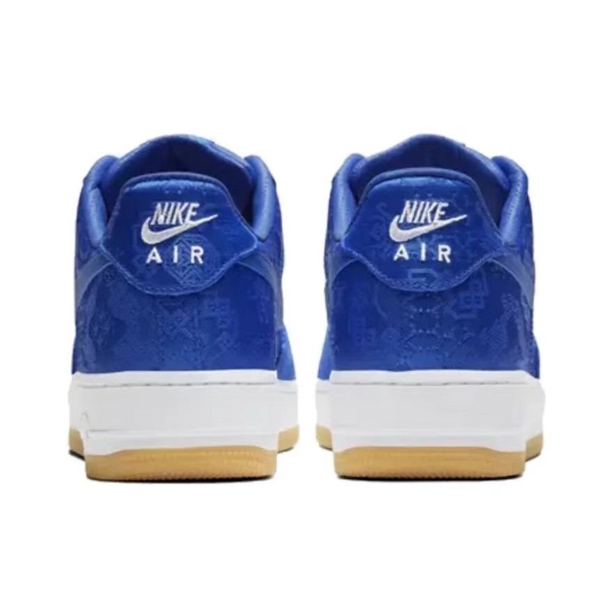 ✳รองเท้าผ้าใบผช CLOT x Nike Air Force 1 Low One รองเท้าผ้าใบสีน้ำเงิน Tear Le Blue Silk Top Unisex สีน้ำเงิน รองเท้าผ้าใ