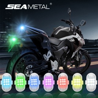 SEAMETAL  ไฟแฟลชรถจักรยานยนต์ ไฟแฟลช LED 7 สี พร้อมรีโมตคอนโทรล ไฟท้ายเตือน Strobe ชาร์จ USB สําหรับตกแต่งรถมอเตอร์ไซค์ จักรยาน