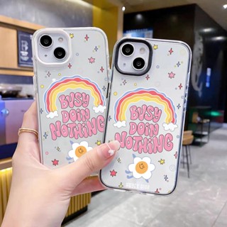 เคสโทรศัพท์มือถือ แบบใส ลายดอกไม้สีรุ้ง สําหรับ iPhone 14Promax 13 12 11 7Plus X Xs Max XR 3 in 1