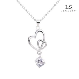 LS jewelry สร้อยคอแพลตตินั่ม จี้แฟชั่น สร้อยคอเงิน สร้อยคอหัวใจ หญิง น่ารัก สร้อยคอ จี้คู่รัก n2320