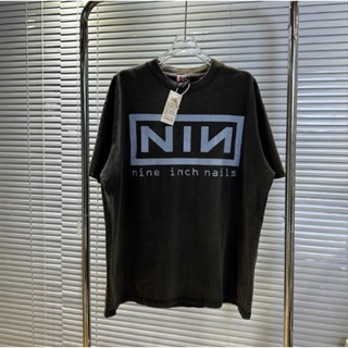 เสื้อยืดแขนสั้น ผ้าฝ้ายแท้ พิมพ์ลายตัวอักษร NIN 30 ซม. สไตล์เรโทร สําหรับผู้ชาย และผู้หญิง