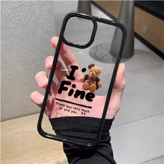 เคสโทรศัพท์มือถืออะคริลิคใส แบบแข็ง ลายตุ๊กตาหมี สําหรับ iphone 14promax 11 13 12 7Plus 8 X XS Max