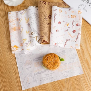 🍌กระดาษห่อเบอร์เกอร์ (100ใบ/แพ็ค) ห่อแซนวิช ห่ออาหาร และรองอาหาร ขนาด 28.5×29.5 ซม. Food grade