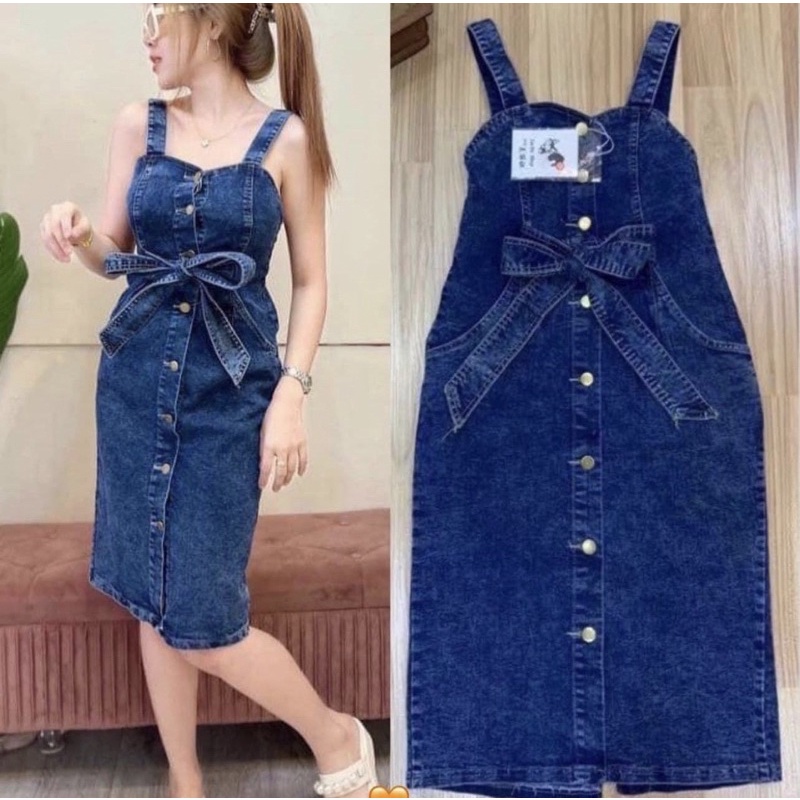 Chill Fashion Shop เดรสยีนส์แต่งโบว์หน้า