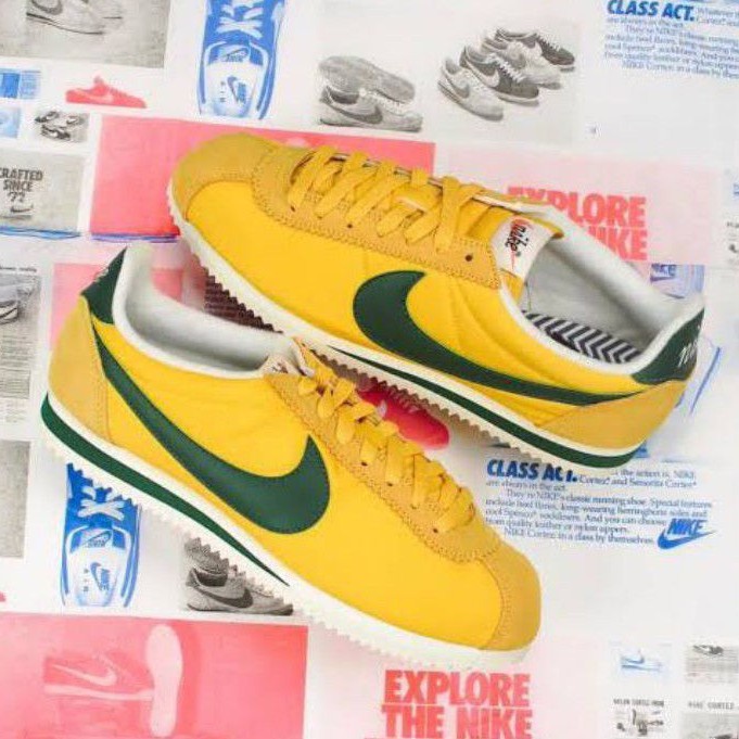 ✳Nike CORTEZ NYLON OREGON รองเท้าผ้าใบสีเขียวเหลือง