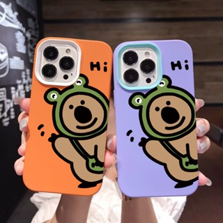 3 in 1 เคสโทรศัพท์ซิลิโคน ลายกบ หมี สําหรับ iPhone 14Promax 13 12 11 7Plus 7 X Xs Max XR