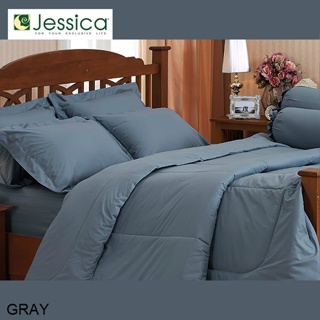 Jessica (ครบเซ็ต) ผ้าปูที่นอน+ผ้านวม 3.5ฟุต 5ฟุต 6ฟุต สีเทา GRAY #เจสสิกา เครื่องนอน ชุดผ้าปู ชุดผ้าปูเตียง