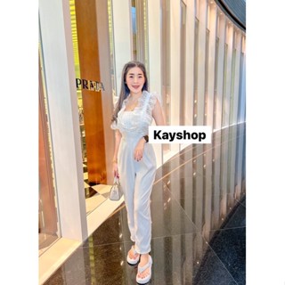 ❣️NEW COLLECTION ❣️  Tag❣️ kayshop  บอกเลยว่าผู้ดีมากแม่  จั้มกางเกงแต่งลูกไม้ตาข่าย  ใส่แล้วผู้ดีมากงานเย็บเนี๊ยบทรง