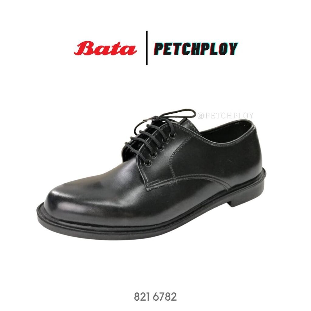 Bata รองเท้าคัชชูหนัง สีดำ แบบผูกเชือก ยี่ห้อบาจาของแท้ รองเท้าใส่ทำงาน รองเท้าทางการ รองเท้าสีดำ เบอร์ 2-12 (35-47) ...