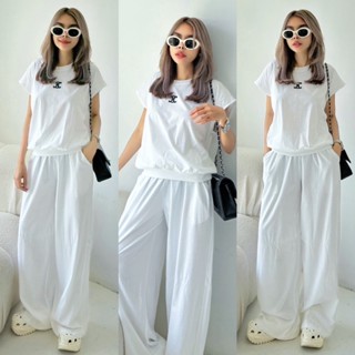 New Arrival !!!! Celine Sleeveless Shoulder Set  เซทเสื้อคอกลม แขนกุดไหล่ล้ำ ช่วงเอวใส่ซก สกรีนโลโก้ celine เล็กๆกลางอก