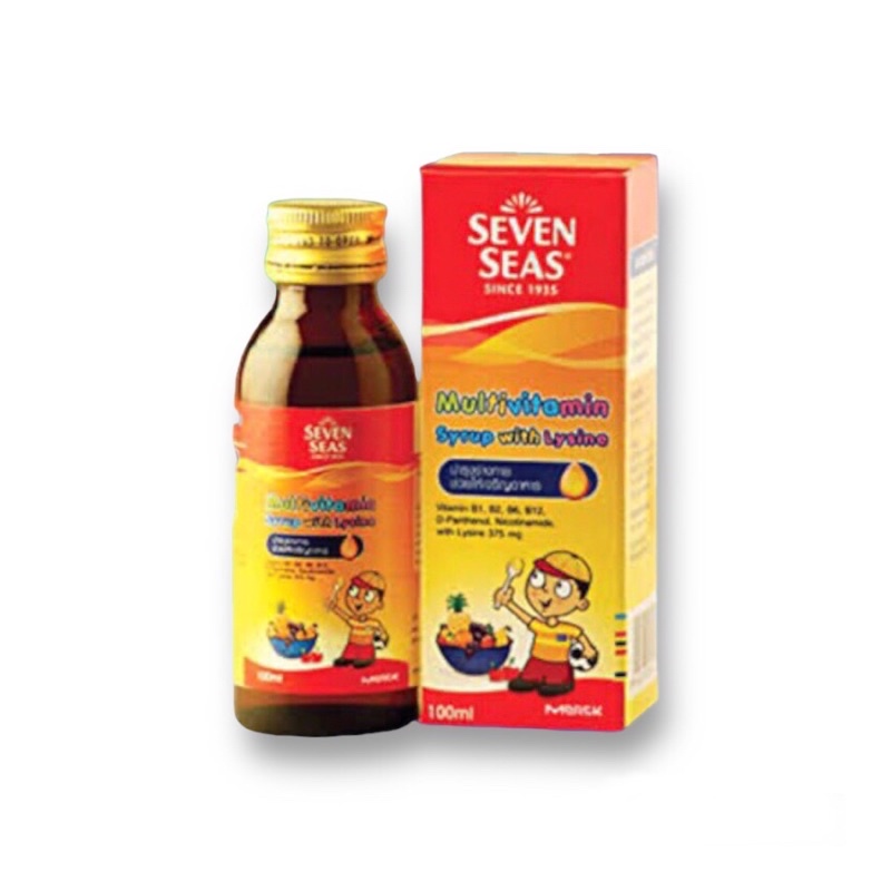 Seven Seas Multivitamin Syrup with Lysine 100 ml - วิตามินรวมผสมไลซีน ชนิดน้ำเชื่อม รสผลไม้