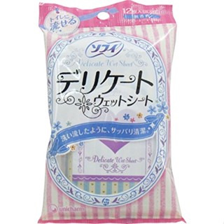 SOFY unicharm Japan delicate wet เนื้อเยื่อเปียก 12 ชิ้น b4956