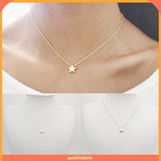 Austinstore สร้อยคอจี้รูปดาวห้าจุดสองสีสําหรับผู้หญิง