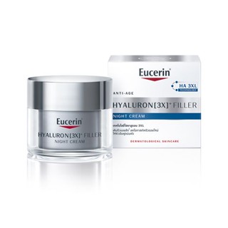 Eucerin HYALURON [3X]+ FILLER NIGHT CREAM 50 ML ยูเซอริน ไฮยาลูรอน ครีมบำรุงผิวหน้า ลดเลือนริ้วรอย ยกกระชับ