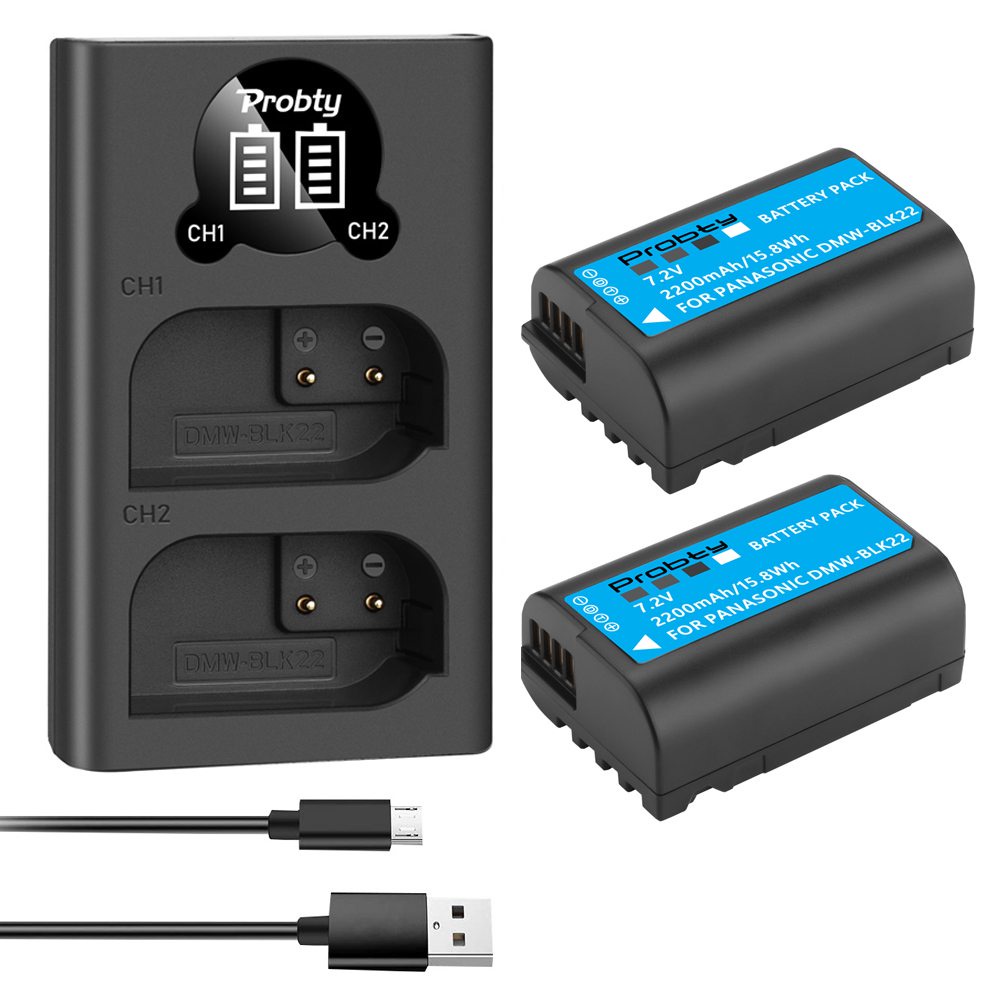 สำหรับ Panasonic LUMIX 2200MAh DMW แบตเตอรี่ BLK22 W LED Dual Charger สำหรับ Panasonic DMW-BLK22แบตเ