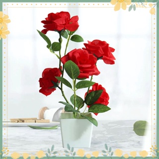 ❁Artificial Plant Pot Rose Desktop Decor Faux Silk Flower Indoor Outdoor Imitation Flower Pot for Home