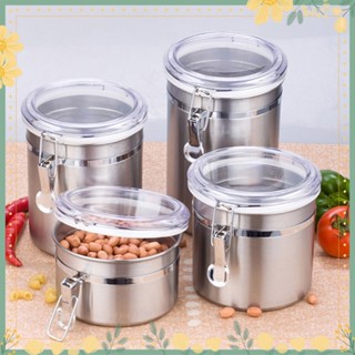 ❥Airtight Stainless Steel Jar Canister Coffee Flour Sugar Tea Container Holder