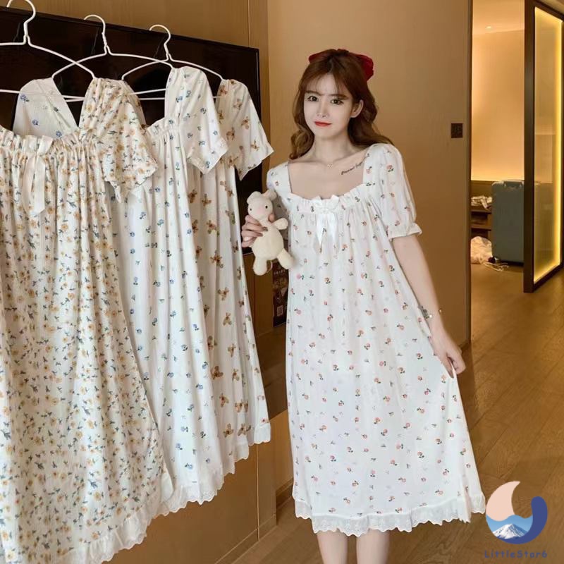 พร้อมส่ง ชุอน ลายน่ารัก ชุดนอนนตอน ชุดนอนใส่สบาย Coton pajamas【LittleStar6】