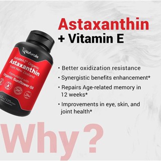 Naturalis New Zealand Astaxanthin (12mg) | Enhanced with Natural Vitamin E 120 Softgels